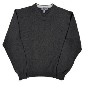 Garret Scott Extra Fine Merino Wool Sweater V-Neck Lightweight Black Small